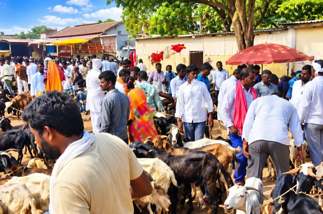 దసరా పండుగ వేళ.. మేకల సంతలో జోరు