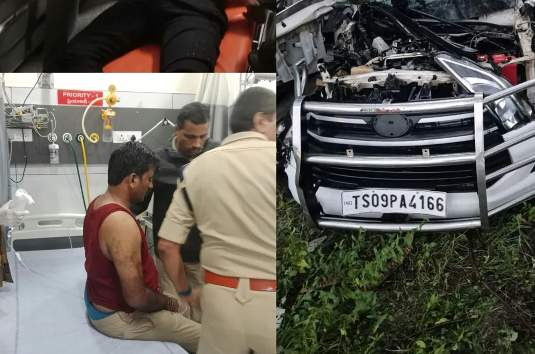 పోలీసు వాహనానికి ఘోర ప్రమాదం.. ఎస్సై పరిస్థితి?