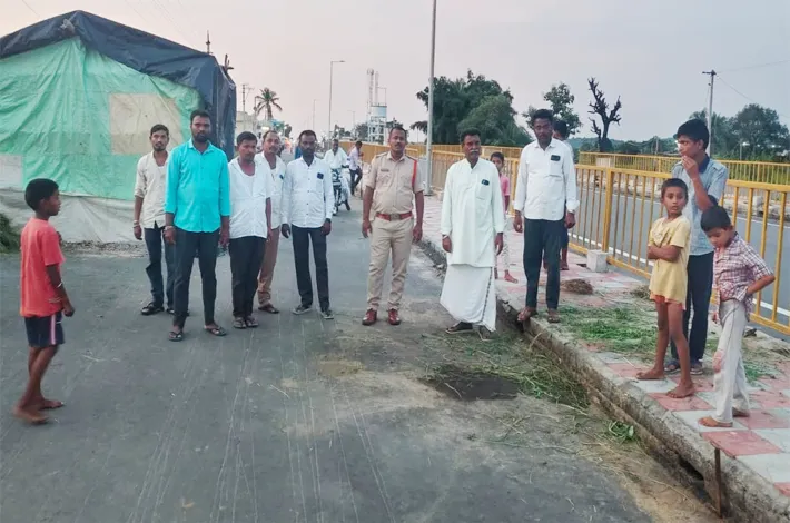సర్వీస్ రోడ్డులో పశువులను కట్టరాదు