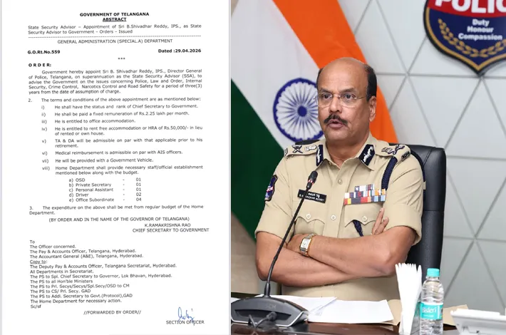 తెలంగాణ భద్రతా సలహాదారుడిగా శివధర్‌ రెడ్డి నియామకం