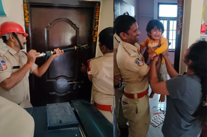 చిన్నారిని కాపాడిన ఫైర్ సిబ్బంది