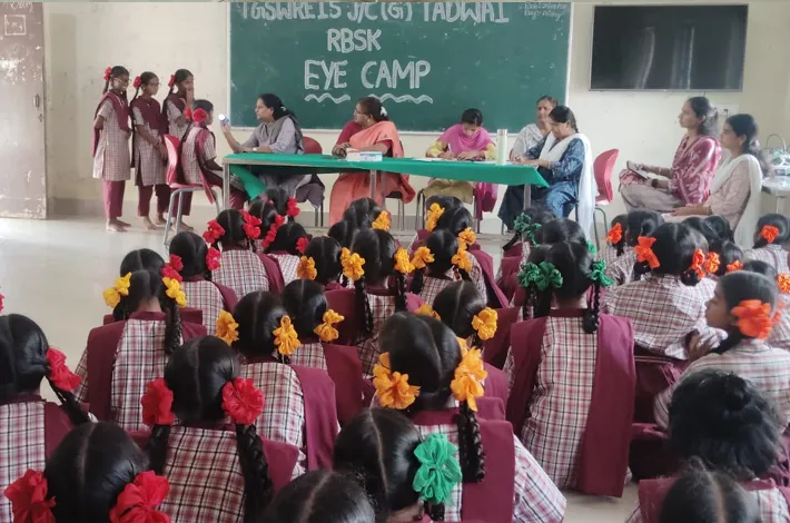 తాడువాయిలో విద్యార్థులకు కంటి పరీక్షలు