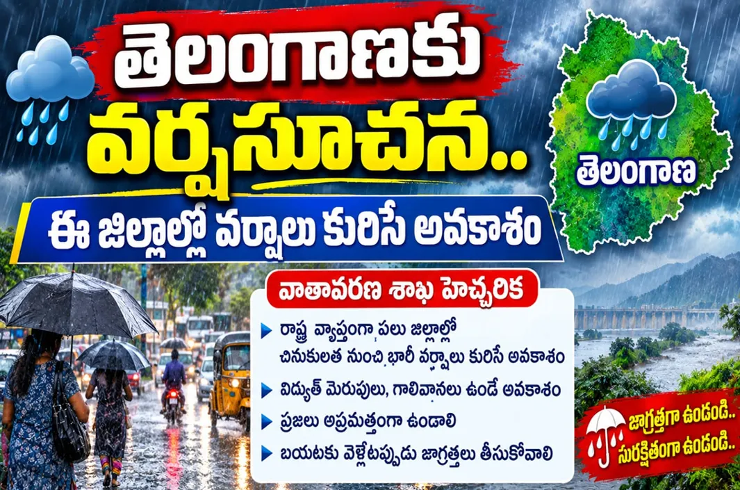 తెలంగాణకు వర్షసూచన.. ఈ జిల్లాల్లో భారీ వర్షాలు
