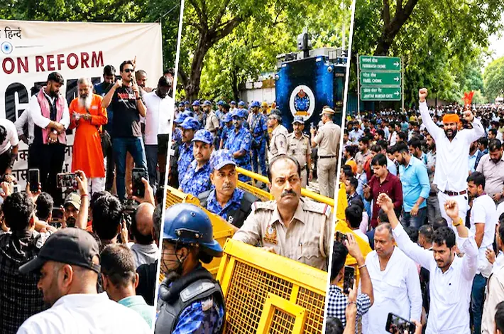 రిజర్వేషన్లకు వ్యతిరేకంగా భారీ నిరసన
