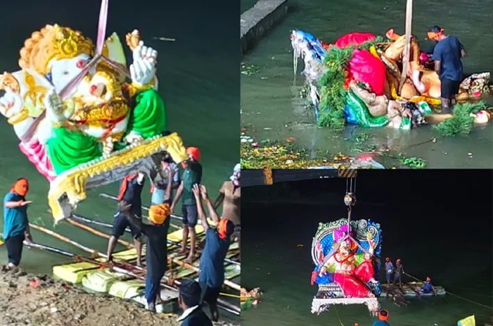 నిండు వర్షం.. నిలువెత్తు విగ్రహాలు