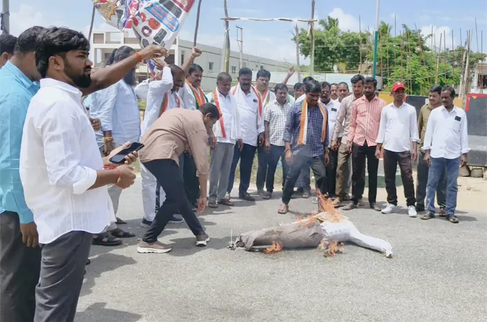 ఎమ్మెల్సీ తాత మధు దిష్టిబొమ్మ దహనం