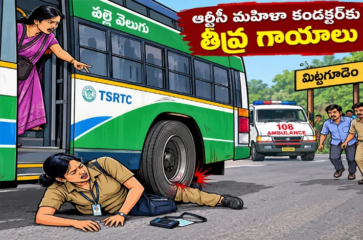 కండక్టర్‌ కాలు మీదుగా వెళ్లిన బస్సు చక్రాలు